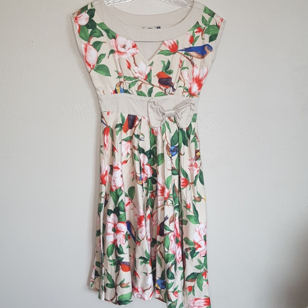 Banned floral bird print rockabilly/pinup …